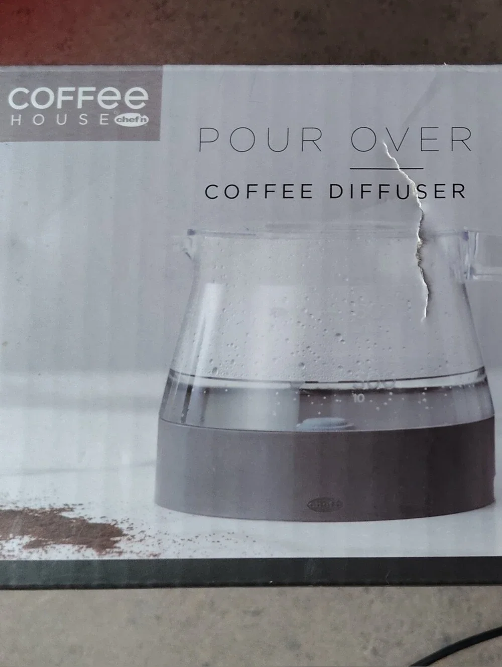 Pour Over Coffee Diffuser - Clear Glass with Gray Base